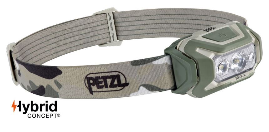 [ZE070BA01] Petzl Lampe Aria 2 RGB (Hybrid) CAMO 450 Lu